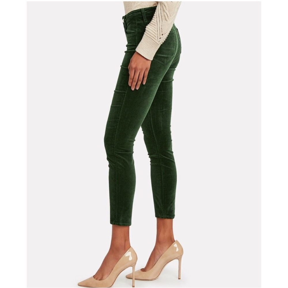 L'AGENCE Margot Green Velvet Skinny Cropped Pants - Picture 2 of 11